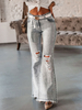 Damen Jeans Graue Cowboy Fransen High Rise Waist Cotton Pants