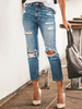 Damen Jeans Hosen Dazzling Blue Cotton Natural Taillenhose Ripped Jeans
