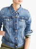 Damen Jeans Jacken Blue Turndown Kragen Langarm Knöpfe Kurze Jacke