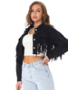 Damen Jeans Jacken Schwarz Turndown Kragen Front Button Cowboy Short Jacket