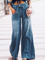 Damen Jeans Retro Schnürung Denim Loose Pants