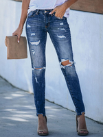 Damen Jeanshose Blau Low Rise Waist Zipper Fly Tapered Fit Hose