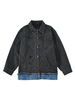 Damen-Jeansjacken Dunkelgrauer Turndown-Kragen Zweifarbiger Frontknopf Lässige Street Wear-Jeansjacke