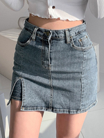 Damen Jeansrock Blue Split Front Short Bottoms