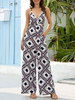Damen Jumpsuit Bedruckte Cami Straps Ärmelloser Jumpsuit mit weitem Bein