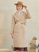 Damen Kamel Puffer Mäntel Wind Proof Turndown Kragen Schnürung lange Ärmel Nylon Oberbekleidung