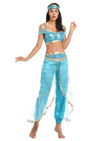 Damen Karneval Kostüm Kostüme Hell Himmelblau Märchen Exotische Schicht Kopfbedeckung Polyester Metallic Set Urlaubskleid