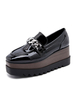 Damen Ketten Square Toe Keilabsatz Oxfords Lackleder