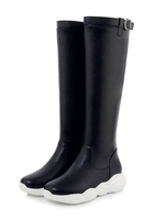 Damen Kniehohe Stiefel Weißer Sneaker Flache Lässige Sportliche Knielange Stiefel