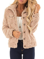 Damen Kunstpelz Jacken Turndown Kragen Front Button Casual Hellrosa Jacke für Frauen