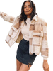 Damen Kunstpelz Mäntel Kaffee Braun Langarm Plaid Front Button Winter Oberbekleidung