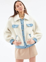 Damen Kunstpelz Mäntel Langarm Casual Turndown Kragen Weiß Wintermantel
