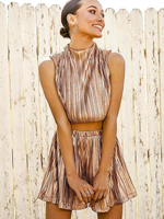 Damen Kurze Hose Set 2020 Ärmellos RUndhalsausschnitt Falten Crop Top Mit Sommer Kurze Hose