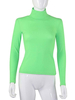 Damen Langarm T-Shirt Gras Grün Hoher Kragen Polyester Langarm Bluse