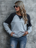 Damen Langarm T-Shirt Hellgrau Jewel Neck Polyester Bluse