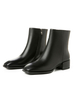 Damen Leder Stiefeletten Schwarzes Rindsleder Karree Low Block Heel 1.6 "Booties