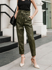 Damen Lederhose Hunter Green PU Leder Tapered Fit Bow Hose
