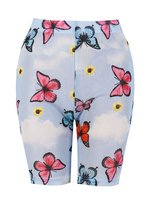Damen Leggings Blue Butterfly Print Kurze Yogahosen