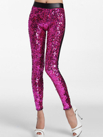 Damen Leggings mit Pailletten 2021 High Elastic Waist Fuchsia Sexy Leggings