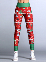 Damen Leggings Red Christmas Pattern Gedruckte Skinny Legging