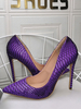 Damen Lila Python Pfennigabsatz Spitzschuh High Heel Pumps