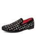 Damen Loafer Schuhe Black Sliver Slip-On Nieten Artwork Round Toe PU Leder flache Schuhe