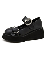 Damen Loafers Black Leder Round Toe Akademische Freizeitschuhe