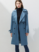 Damen Mantel Hell Himmelblau Turndown Kragen Langarm Knöpfe Polyester Casual Winter Trenchcoats