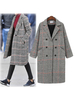 Damen Mantel karierte Umlegekragen Classic Light Grey Wintermantel