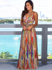 Damen Maxikleider mit Leopardenmuster ärmelloses bodenlanges langes Polyester-Kleid