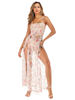 Damen Maxikleider Ärmellose rosa Träger Hals Spitze Spitze Polyester Long Cami Kleid
