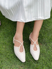 Damen Mid-Low Heels Chic Pointed Toe Chunky Heel Ecru Weiß Stilvolle Sling Back Schuhe