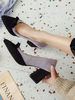 Damen Mid-Low Heels Lavendel Pointed Toe Chunky Heel Wildleder Slip-On Schleifen Pumps