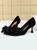 Damen Mid-Low Heels Pointed Toe Becher Fersenbögen Dunkelrote Polyurethan High Heel Pumps