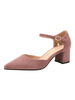 Damen Mid-Low Heels Pointed Toe Chunky Heel Slip-On Fantastische Metalldetails Wildleder Soft Pink Pumps