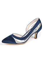 Damen Mid-Low Heels spitzen Zehen Kätzchen Ferse Slip-On elegante Pumps