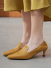 Damen Mid-Low Heels Vintage Schuhe Square Toe Kitten Heel Black Pumps