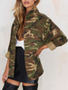 Damen Military Jacke 2021 Tarnung Lang Ärmel Übergröße Jacke Reißverschlussot Grün Mantel