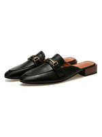 Damen Mules Black Leder Round Toe Slingbacks Schuh
