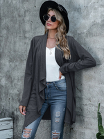 Damen Oberbekleidung Deep Grey Langarm Layered Casual Wrap Short Coat