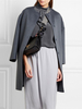 Damen Oberbekleidung Jewel Neck Lange Ärmel Taschen Casual Oversized Grauer Wollmantel