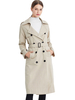 Damen Oberbekleidung Leichte Aprikose Turndown Kragen Langarm Knöpfe Lässig Lange Winter Trenchcoats