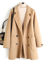 Damen Oberbekleidung Turndown Kragen Knöpfe Casual Camel Wintermantel