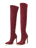 Damen Oberschenkel hohe Stiefel Stiletto-Absatz spitze Zehe Micro Wildleder Obermaterial Burgunder Overknee-Stiefel