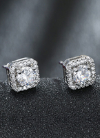 Damen Ohrringe in Silber 1 Piercing Ohrringe Ohrstecker Cubic Zirkonia mit vollbrillantschliff in Silbern