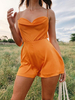 Damen Orange Straps Neck ärmellose Schnürung Rückenlose Spaghettiträger Polyester Sommer Spielanzug