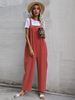 Damen Overall Ember Red Square Neck Ärmellos Spaghetti-Trägern Leinen Breites Sommer-Einteiler-Outfit