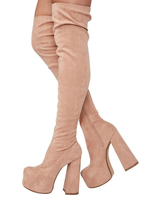 Damen Overknee-Stiefel Elastischer Stoff Nude Pointed Toe Thigh High Boots