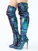 Damen Overknee Stiefel Pailletten 2020 Sexy Spitz 4.3 "Pfennigabsatz Winterstiefel