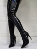 Damen Overknee-Stiefel Schwarze spitze Zehenhimmel-Stiefel mit hohem Stiletto-Absatz